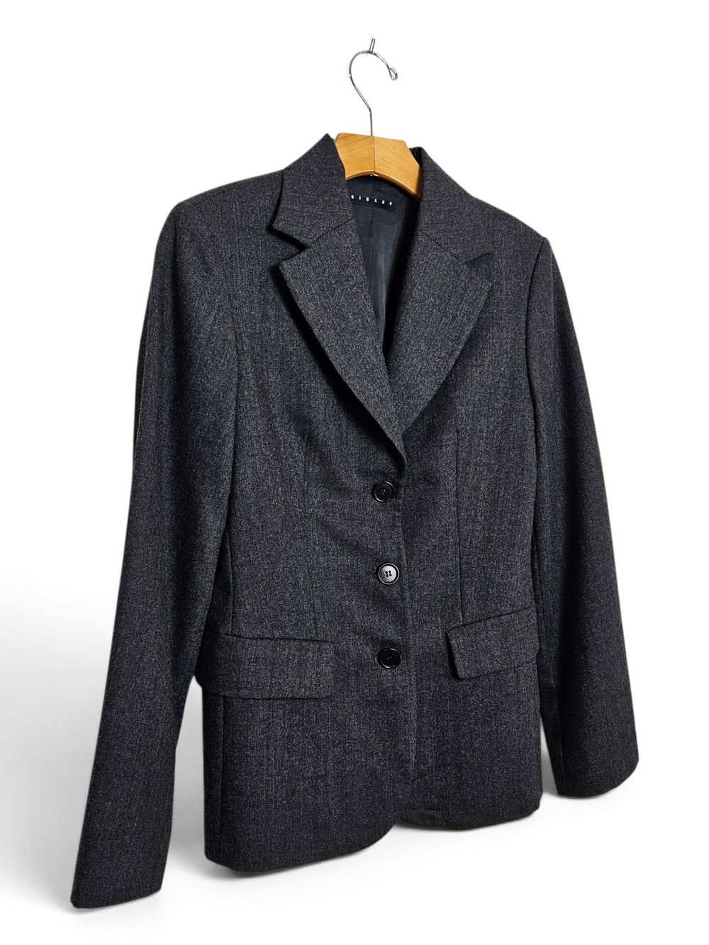 Sisley Blazer 40 Pure New Wool Italy Tailored Office Siren Corpcore Charcol Gray